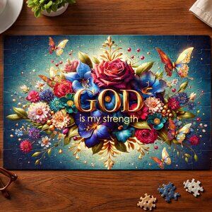 God is my Strength 120 Piece Puzzle - Hand Crafted